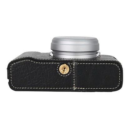 For Fujifilm X100VI Tree Grain PU Leather Camera Bottom Cover Half Body Case with Battery Opening