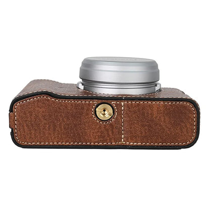 For Fujifilm X100VI Tree Grain PU Leather Camera Bottom Cover Half Body Case with Battery Opening
