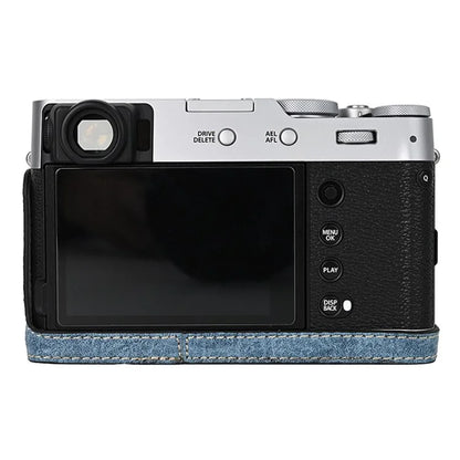 For Fujifilm X100VI Tree Grain PU Leather Camera Bottom Cover Half Body Case with Battery Opening