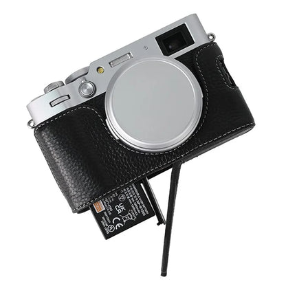 For Fujifilm X100VI Camera Half Body Cover Genuine Cow Leather Bottom Case