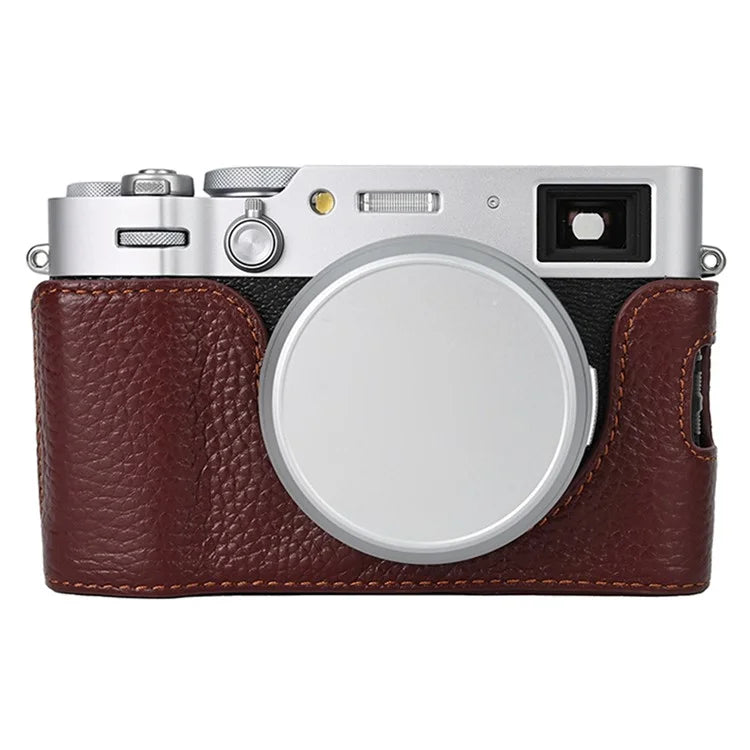 For Fujifilm X100VI Camera Half Body Cover Genuine Cow Leather Bottom Case
