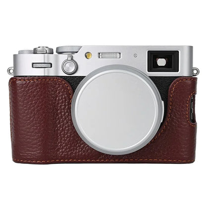 For Fujifilm X100VI Camera Half Body Cover Genuine Cow Leather Bottom Case
