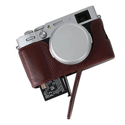 For Fujifilm X100VI Camera Half Body Cover Genuine Cow Leather Bottom Case