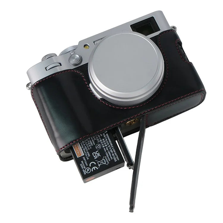 Bottom Cover for Fujifilm X100VI Half Body PU Leather Camera Case with Battery Opening