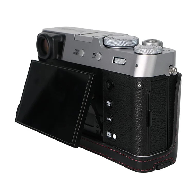 Bottom Cover for Fujifilm X100VI Half Body PU Leather Camera Case with Battery Opening