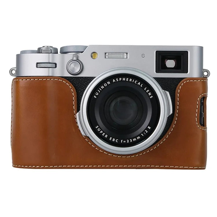 Bottom Cover for Fujifilm X100VI Half Body PU Leather Camera Case with Battery Opening