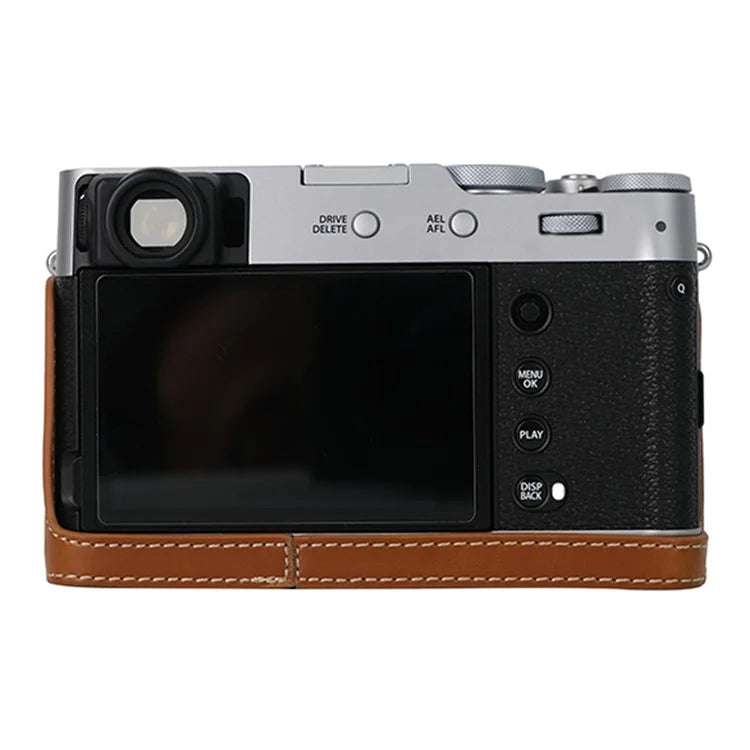 Bottom Cover for Fujifilm X100VI Half Body PU Leather Camera Case with Battery Opening
