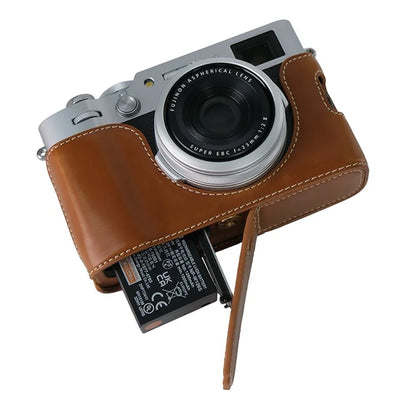 Bottom Cover for Fujifilm X100VI Half Body PU Leather Camera Case with Battery Opening