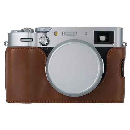 Bottom Cover for Fujifilm X100VI Half Body PU Leather Camera Case with Battery Opening