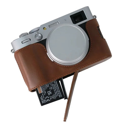 Bottom Cover for Fujifilm X100VI Half Body PU Leather Camera Case with Battery Opening