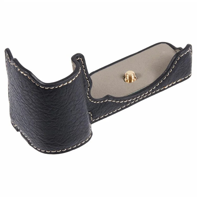 For Sony Alpha ZV-E10 Leather Camera Bottom Cover Buffalo Texture Half Body Case with Battery Opening