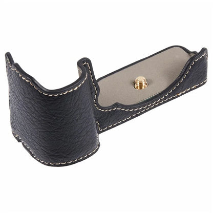 For Sony Alpha ZV-E10 Leather Camera Bottom Cover Buffalo Texture Half Body Case with Battery Opening