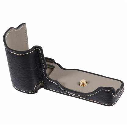 For Sony Alpha ZV-E10 Leather Camera Bottom Cover Buffalo Texture Half Body Case with Battery Opening
