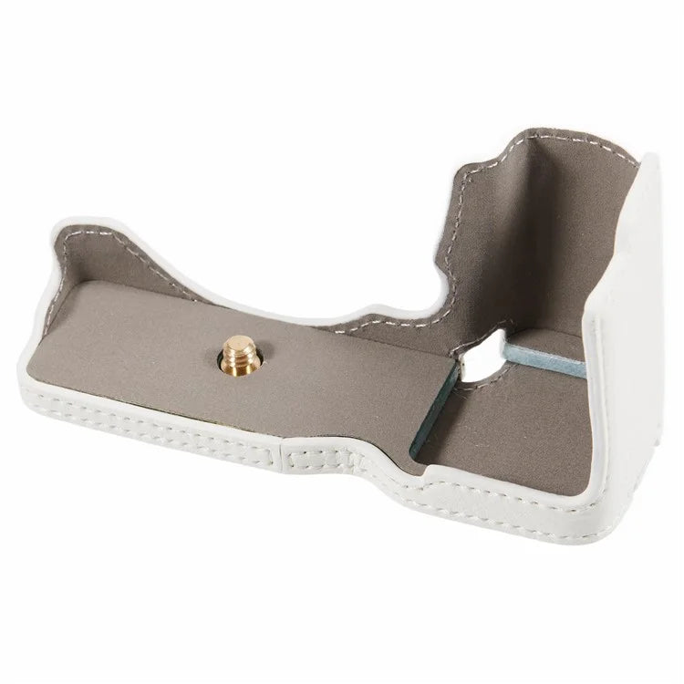 For Sony Alpha ZV-E10 Leather Camera Bottom Cover Buffalo Texture Half Body Case with Battery Opening