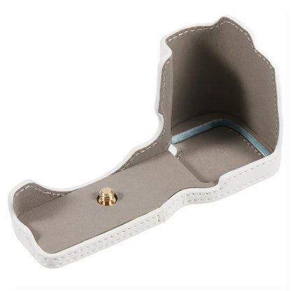 For Sony Alpha ZV-E10 Leather Camera Bottom Cover Buffalo Texture Half Body Case with Battery Opening