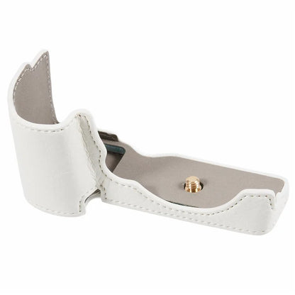 For Sony Alpha ZV-E10 Leather Camera Bottom Cover Buffalo Texture Half Body Case with Battery Opening
