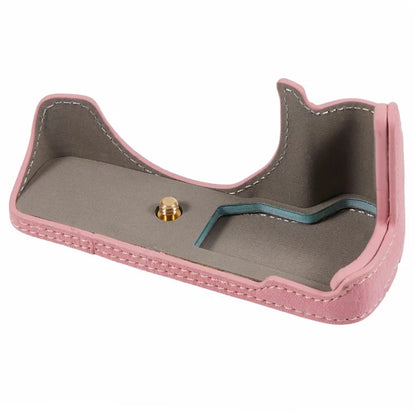 For Canon EOS M50 Mark II /  M50 / M5 Leather Camera Bag Half Body Case with Battery Opening Buffalo Texture- Pink