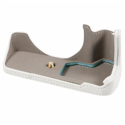 For Canon EOS M50 Mark II /  M50 / M5 Leather Camera Bag Half Body Case with Battery Opening Buffalo TextureWhite