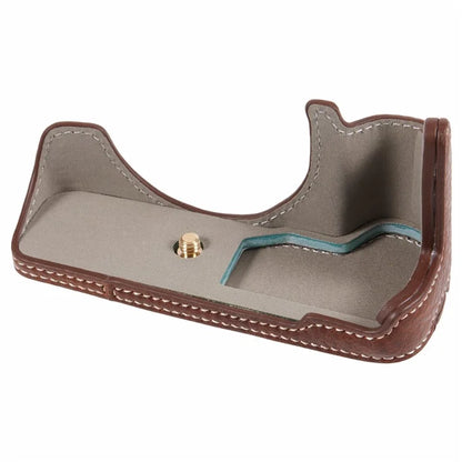 For Canon EOS M50 Mark II /  M50 / M5 Leather Camera Bag Half Body Case with Battery Opening Buffalo TextureBrown