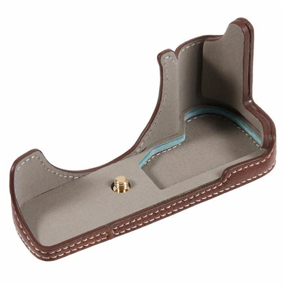 For Canon EOS M50 Mark II /  M50 / M5 Leather Camera Bag Half Body Case with Battery Opening Buffalo TextureBrown