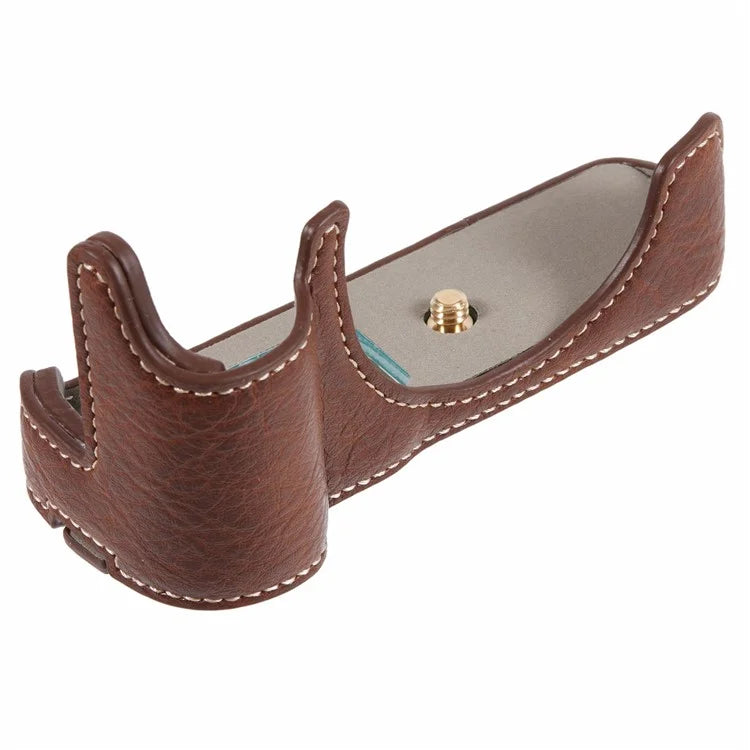 For Canon EOS M50 Mark II /  M50 / M5 Leather Camera Bag Half Body Case with Battery Opening Buffalo TextureBrown