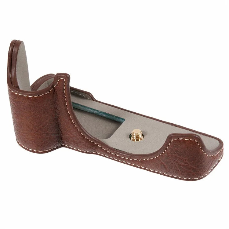 For Canon EOS M50 Mark II /  M50 / M5 Leather Camera Bag Half Body Case with Battery Opening Buffalo TextureBrown