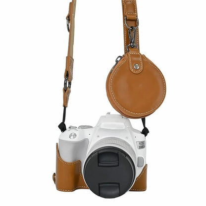 For Canon EOS 200D / 200D II Camera Bottom Case Leather Cover Easy to Change Battery