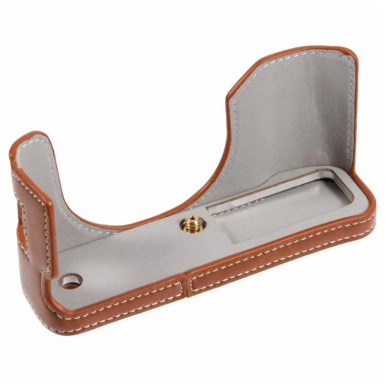 For Fujifilm X100VI PU Leather Camera Bottom Cover Half Body Case with Screw