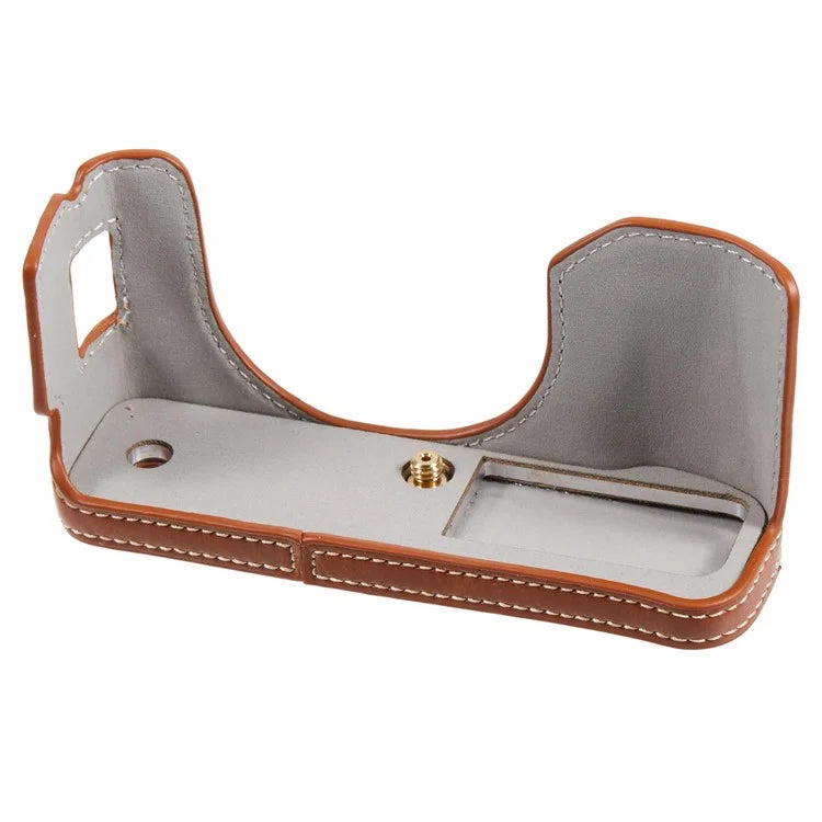 For Fujifilm X100VI PU Leather Camera Bottom Cover Half Body Case with Screw
