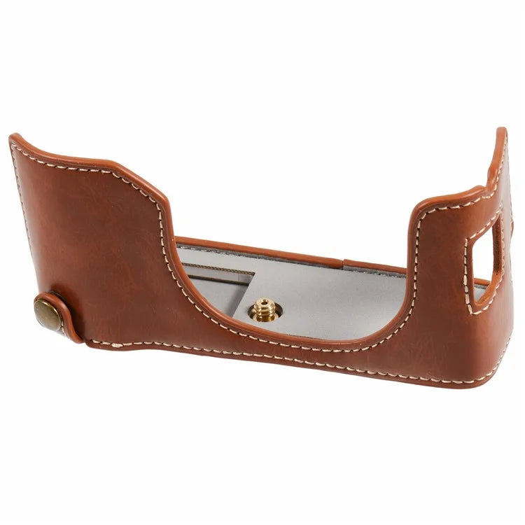 For Fujifilm X100VI PU Leather Camera Bottom Cover Half Body Case with Screw