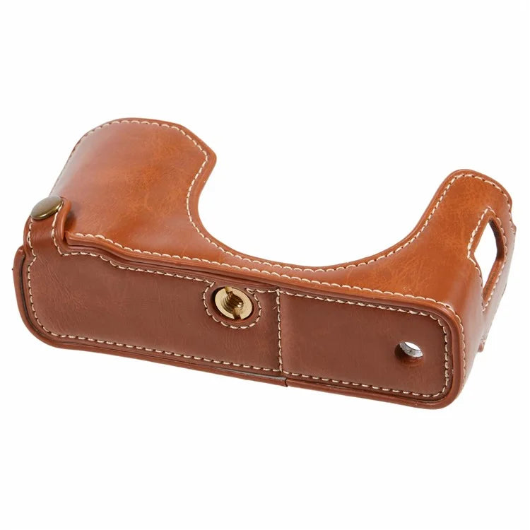 For Fujifilm X100VI PU Leather Camera Bottom Cover Half Body Case with Screw