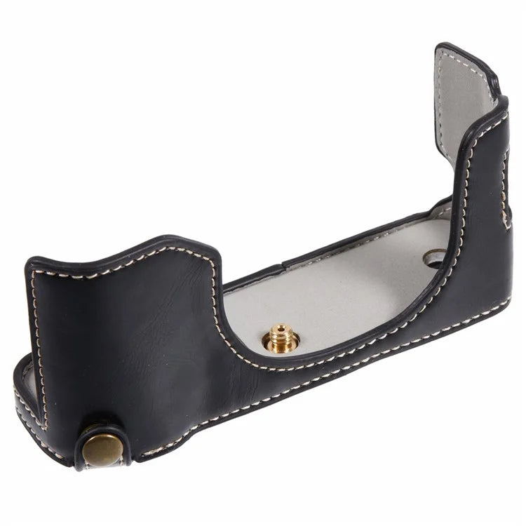 For Fujifilm X100VI PU Leather Camera Bottom Cover Half Body Case with Screw