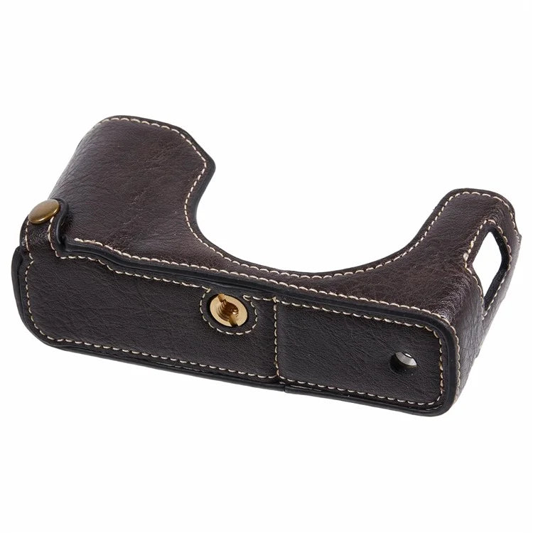 For Fujifilm X100VI PU Leather Camera Bottom Cover Half Body Case with Screw