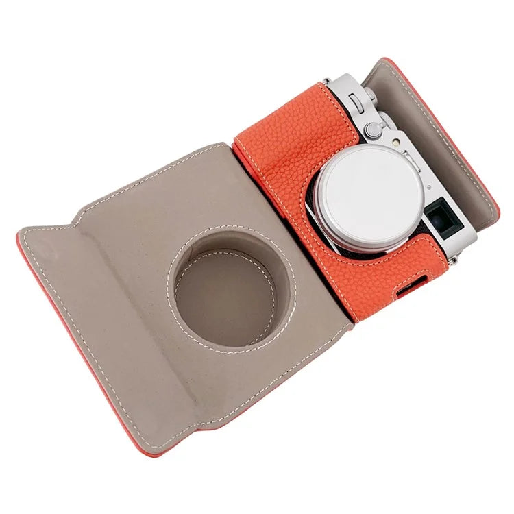 For Fujifilm X100VI Camera Sleeve Large Opening Design PU Leather Case Easy to Replace Battery