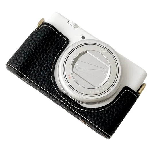 For Sony ZV-1 II / ZV-1M2 / ZV-1F Litchi Texture PU Leather Camera Bag Bottom Case Easy to Replace Battery