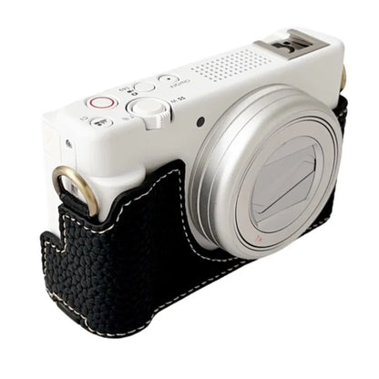 For Sony ZV-1 II / ZV-1M2 / ZV-1F Litchi Texture PU Leather Camera Bag Bottom Case Easy to Replace Battery