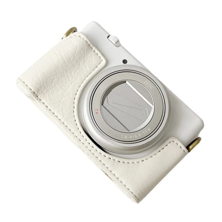 For Sony ZV-1 II / ZV-1M2 / ZV-1F Litchi Texture PU Leather Camera Bag Bottom Case Easy to Replace Battery