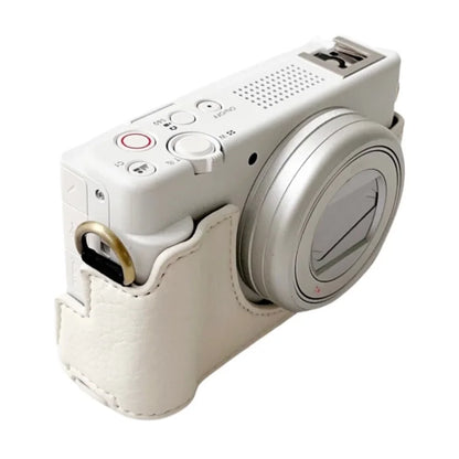 For Sony ZV-1 II / ZV-1M2 / ZV-1F Litchi Texture PU Leather Camera Bag Bottom Case Easy to Replace Battery