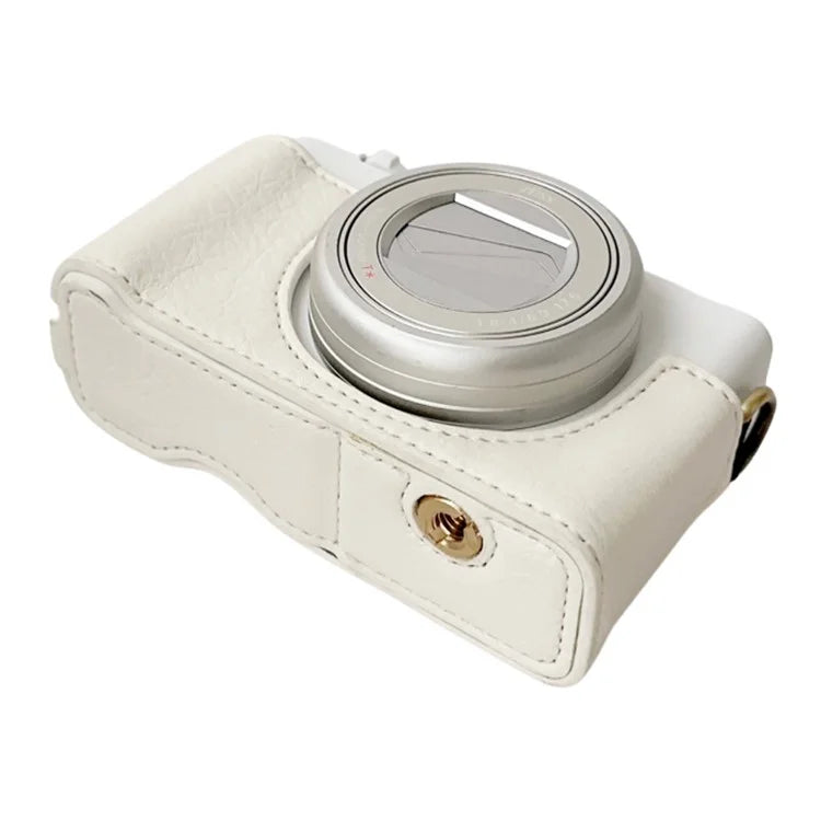 For Sony ZV-1 II / ZV-1M2 / ZV-1F Litchi Texture PU Leather Camera Bag Bottom Case Easy to Replace Battery