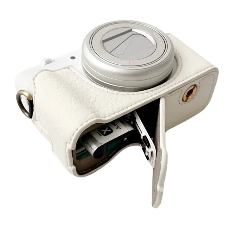 For Sony ZV-1 II / ZV-1M2 / ZV-1F Litchi Texture PU Leather Camera Bag Bottom Case Easy to Replace Battery