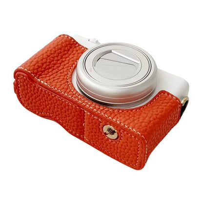 For Sony ZV-1 II / ZV-1M2 / ZV-1F Litchi Texture PU Leather Camera Bag Bottom Case Easy to Replace Battery