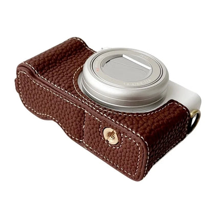 For Sony ZV-1 II / ZV-1M2 / ZV-1F Litchi Texture PU Leather Camera Bag Bottom Case Easy to Replace Battery