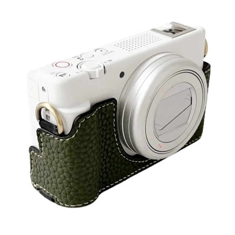 For Sony ZV-1 II / ZV-1M2 / ZV-1F Litchi Texture PU Leather Camera Bag Bottom Case Easy to Replace Battery