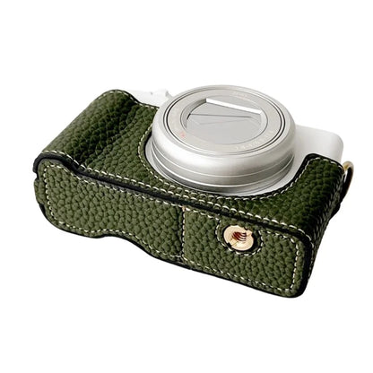 For Sony ZV-1 II / ZV-1M2 / ZV-1F Litchi Texture PU Leather Camera Bag Bottom Case Easy to Replace Battery