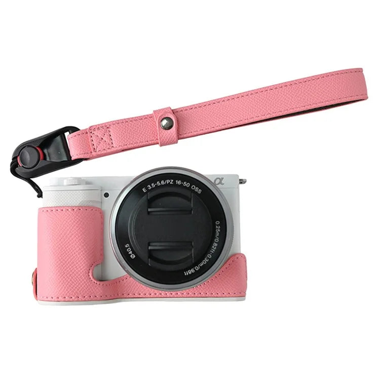 26cm DSLR Camera Carrying Lanyard Palm Texture PU Leather Quick Release Wrist Strap