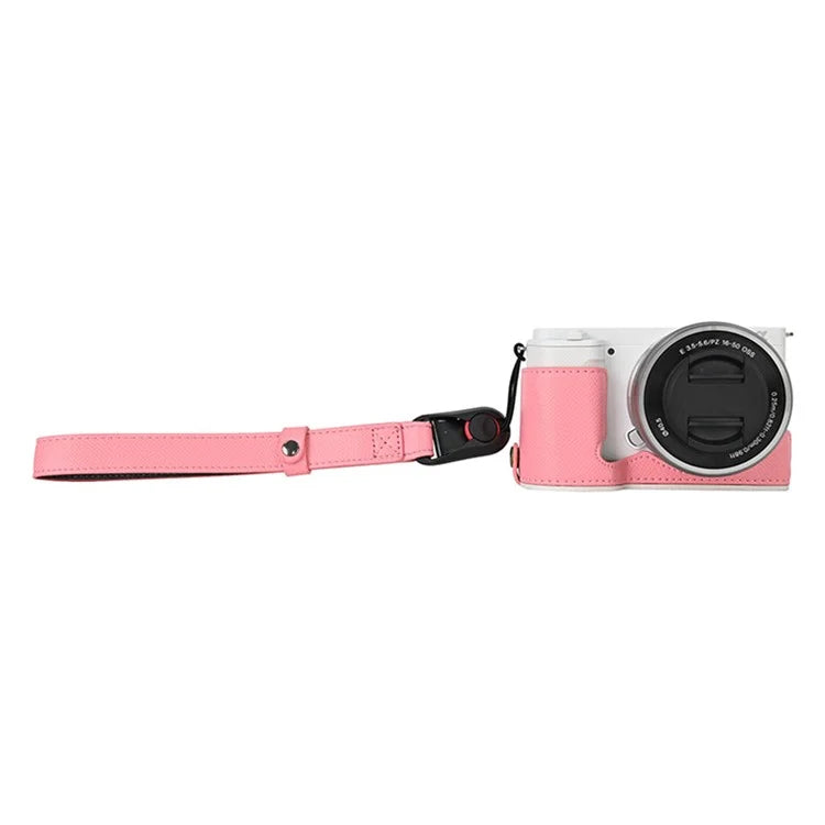 26cm DSLR Camera Carrying Lanyard Palm Texture PU Leather Quick Release Wrist Strap