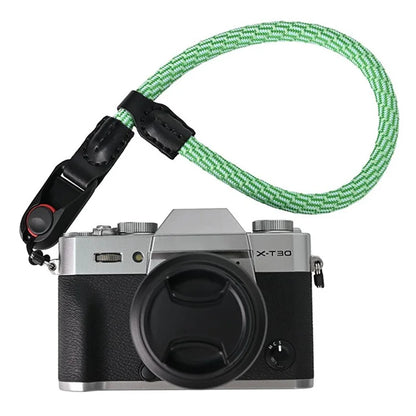 23cm DSLR Camera Carrying Lanyard Braided Nylon PU Leather Quick Release Wrist Strap