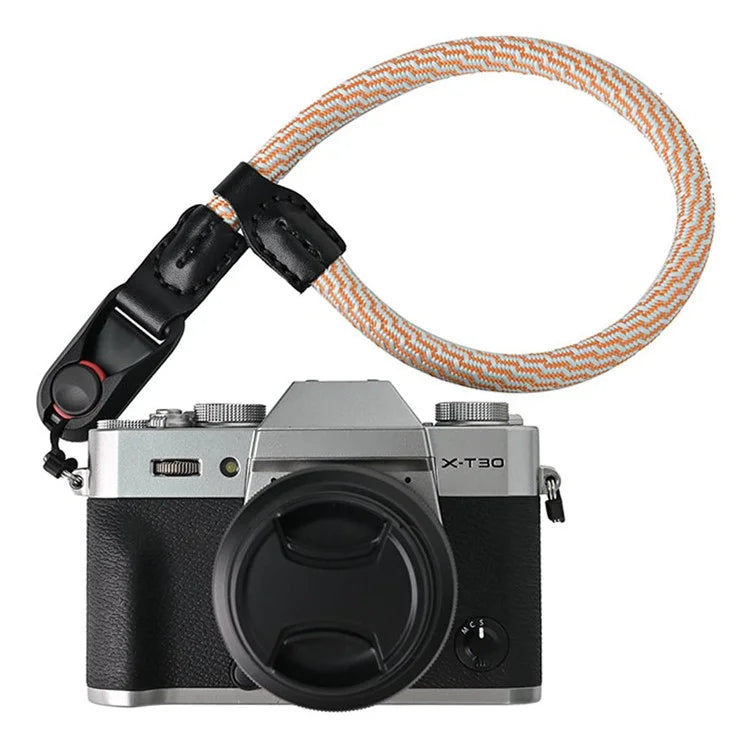 23cm DSLR Camera Carrying Lanyard Braided Nylon PU Leather Quick Release Wrist Strap