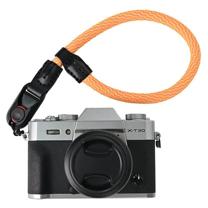 23cm DSLR Camera Carrying Lanyard Braided Nylon PU Leather Quick Release Wrist Strap