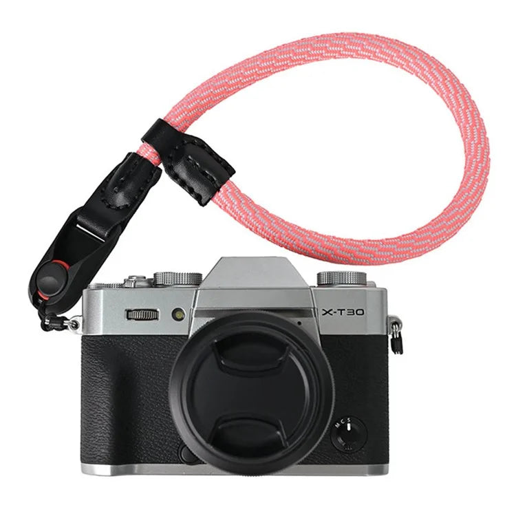 23cm DSLR Camera Carrying Lanyard Braided Nylon PU Leather Quick Release Wrist Strap